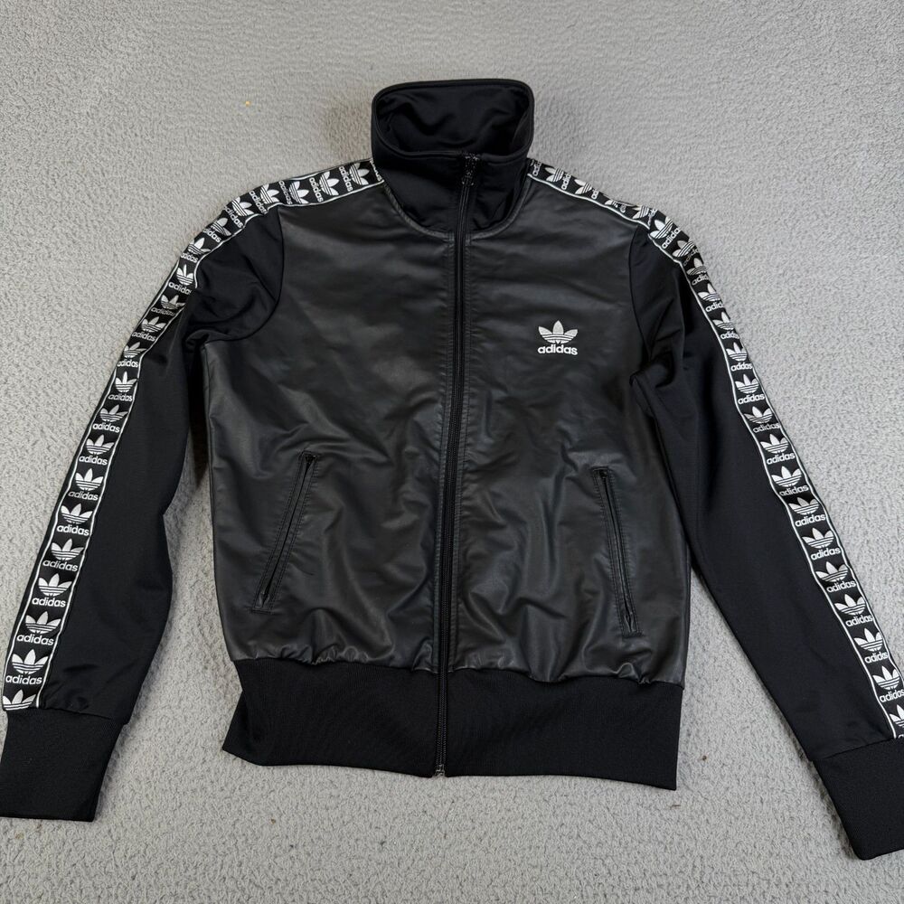 ADIDAS Trefoil Track Jacket Mens M Full Zip Black Performance Retro Streetwear